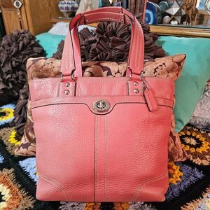 2009 Coach Y2K Hamptons Shoulder Bag in Thick Salmon Pink Pebbled Leather